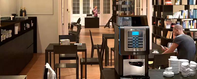 The Korinto Prime enhances its environment with a sharp design and fresh bean coffee.
