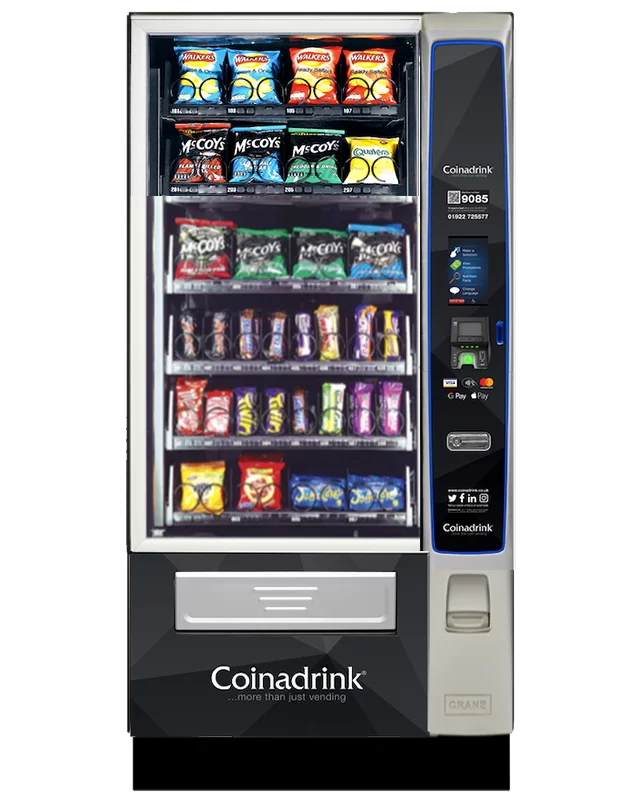 The reliable Merchant 4 Snack Vending Machine is ideal for smaller environments and includes the advanced Media 2 touchscreen display.
