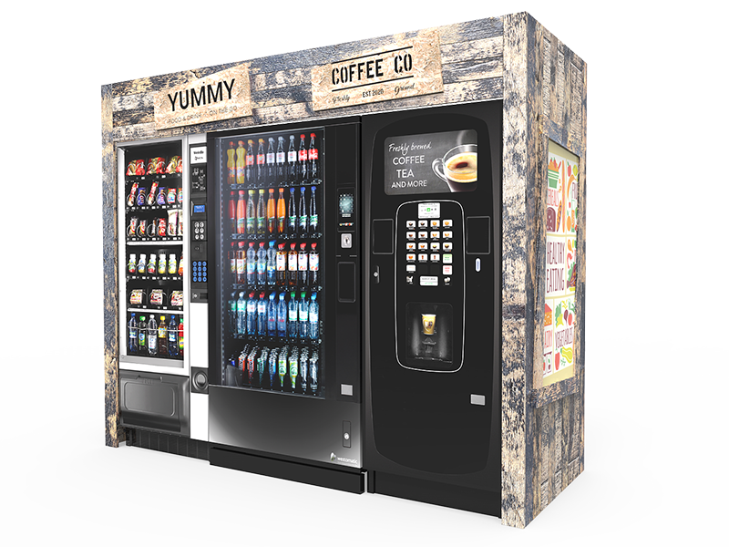 personalised A vending machine with a variety of drinks.