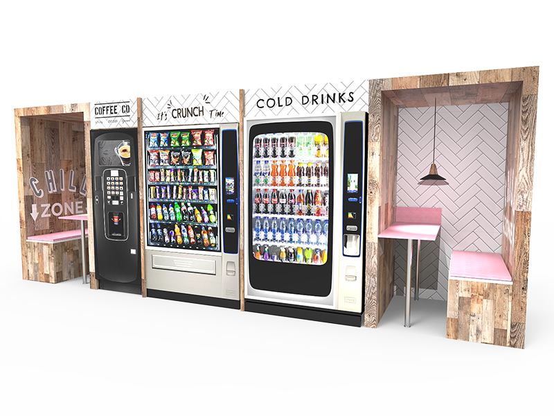 A row of vending machines in a row.