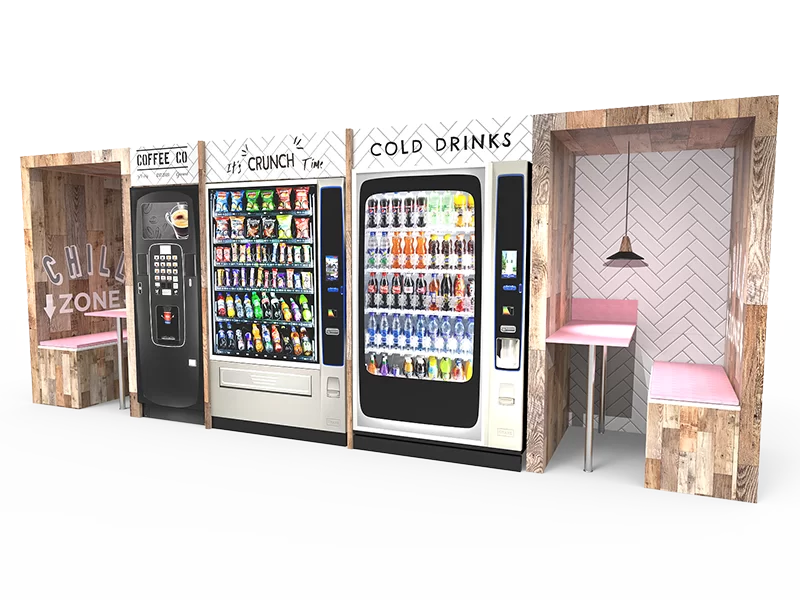 A row of vending machines in a row.