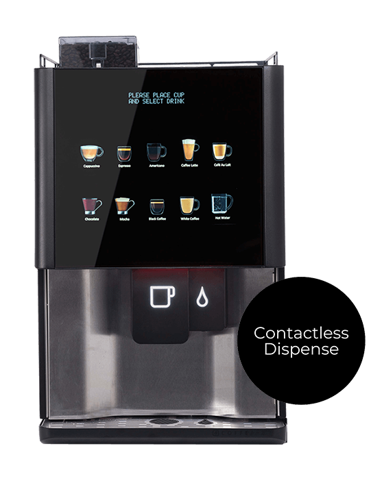 Vitro X tabletop coffee machines with contactless dispense.
