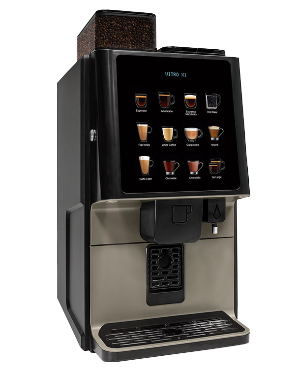 The Vitro X1 tabletop office coffee machine from Coinadrink Limited.