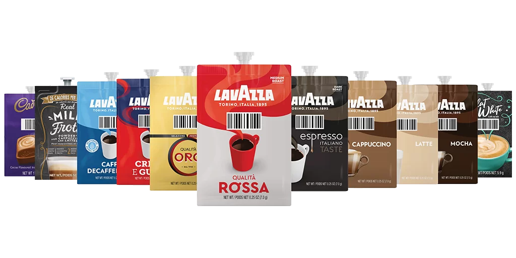 A variety of different types of coffee in a FLAVIA® Creation 600.
