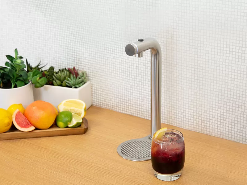Stylish water taps deliver hot, cold and even sparkling water on demand. Stylish water taps deliver hot, cold and even sparkling water on demand.