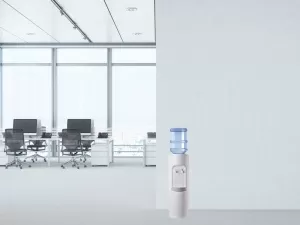 A water cooler will have a bottle sitting on top, where it draws its water from.