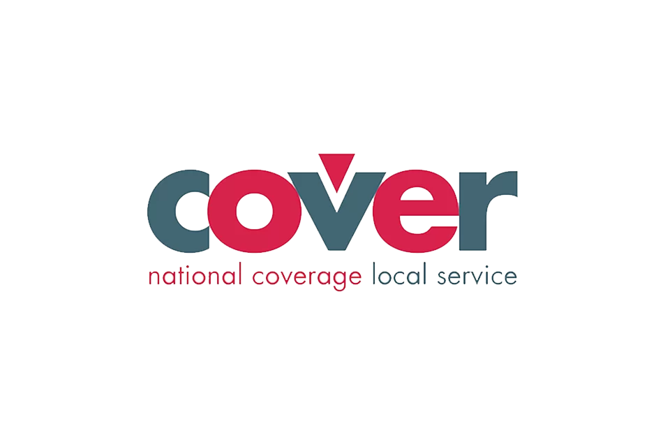 Cover national coverage local service logo.