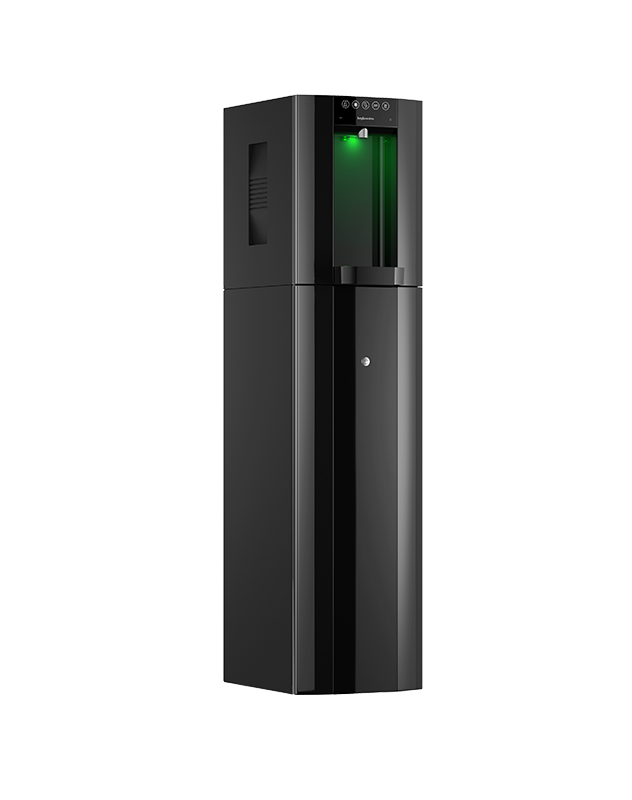 Borg E6 A black machine with a green light on it.