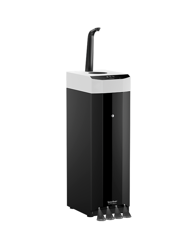 Borg E7 A black and white trash can with a lid.