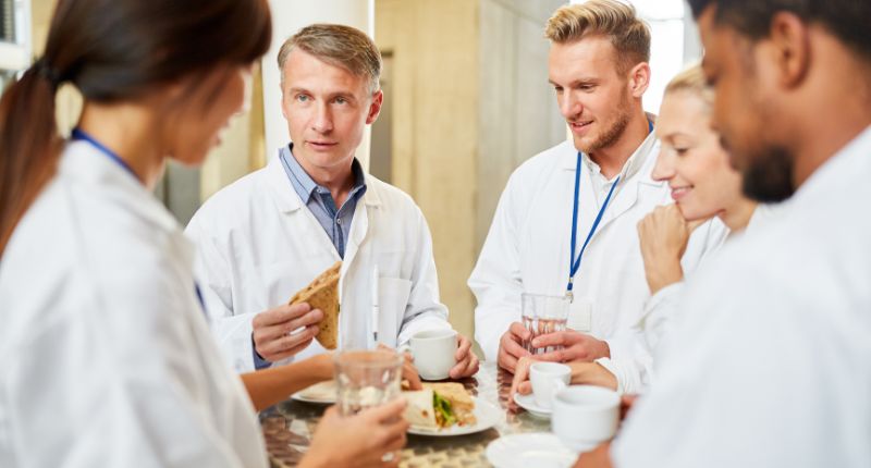 Employees enjoy the social aspect of a lunch break.