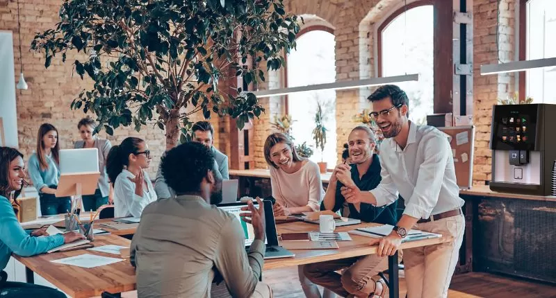 A team meeting with the Vitro X1 office coffee machine.