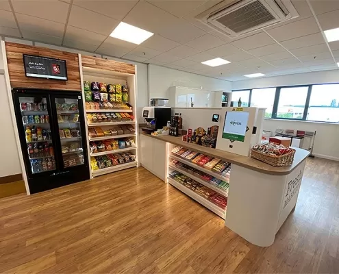 The Micro Market represents a grand workplace cafeteria.