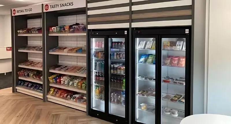 Features of a Micro Market include shelving and fridges that can offer a huge variety of products.