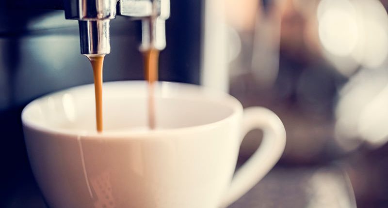 A commercial coffee machine fitted with a Brita water filter enhances the quality of your beverage.