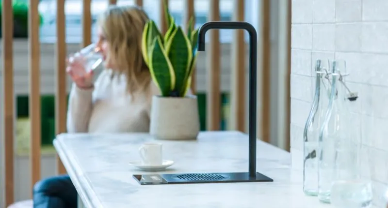 A boiling water tap uses a lot less energy than the kettle, making it more efficient and more practical for the hot drinks run.