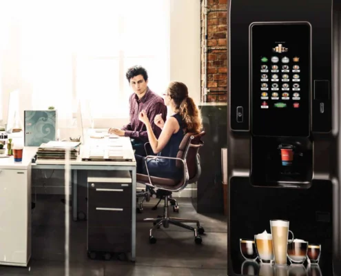 Cali Hot Drinks Vending Machine Office The Cali hot drinks vending machine is a popular choice in large office environments, from departments to canteens.