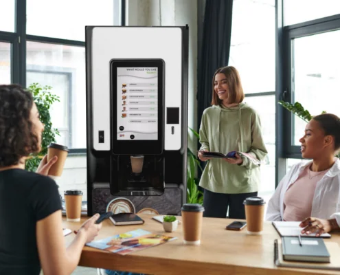 The Coti hot drinks vending machine is brilliant for large workplaces where luxury coffee and high reliability is needed.