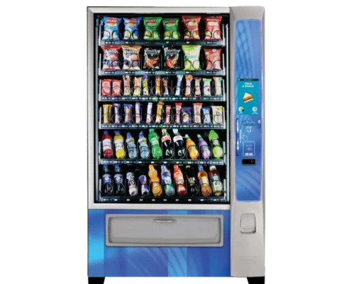 Merchant 6 Snack and Cold Drinks Vending Machine Front The Merchant 6 Snacks and Cold Drinks Vending Machine is great for busy canteens, factory floors and more.