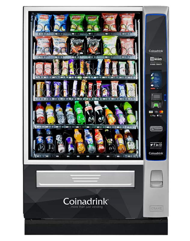 The Merchant 6 Snack and Cold Drinks Vending Machine can store up to 576 products in multiple configurations, for large sites.