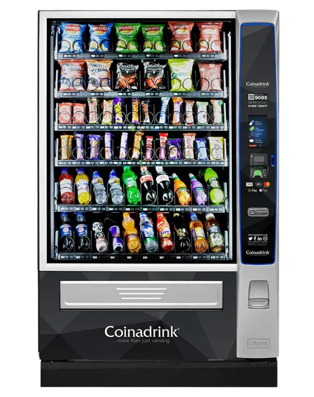 The Merchant 6 Snack and Cold Drinks Vending Machine can store up to 576 products in multiple configurations, for large sites.