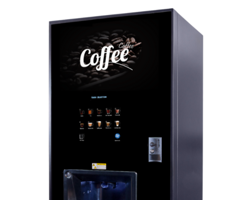 Neo Hot Drinks Vending Machine Front The Neo is a stylish hot drinks vending machine that will complement your staff canteen or reception area.