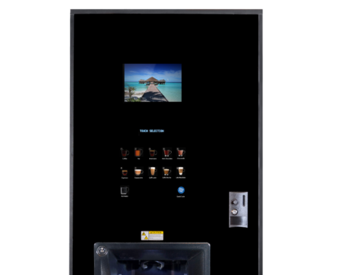 Neo Hot Drinks Vending Machine Touchscreen The Neo hot drinks vending machine has a stylish touchscreen that can promote MP4 video and branding.