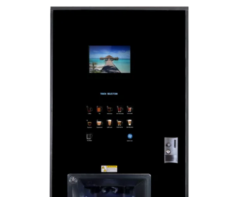 The Neo hot drinks vending machine has a stylish touchscreen that can promote MP4 video and branding.