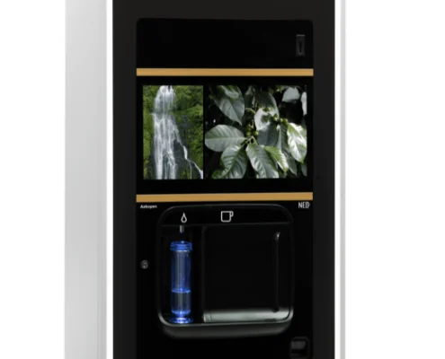 Neo Q Hot Drinks Vending Machine Water The Neo Q hot drinks vending machine is a stylish way to dispense both coffee shop-quality hot drinks and chilled drinking water.