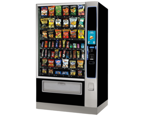 The Merchant 6 snack vending machine uses the Media 2 touchscreen to browse products before purchase.