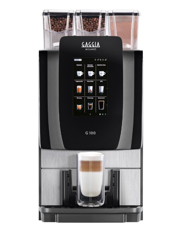 The Gaggia G 100 fresh milk commercial coffee machine is available to buy or rent from Coinadrink