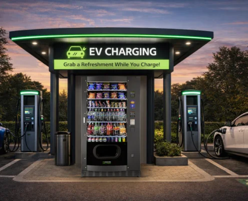 The Skudo snack and cold drinks vending machine is great for busy outdoor public spaces