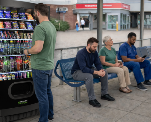 The Skudo snack and cold drinks vending machine is a great choice if you want to place a vending machine outdoors.