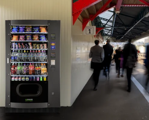 The Skudo snack and cold drinks vending machine features anti-vandal technology.