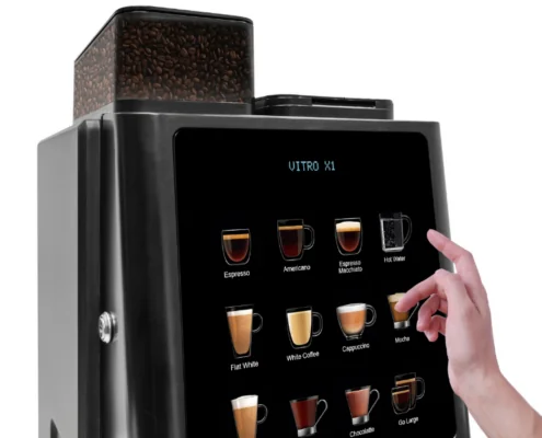 The Vitro X1 commercial coffee machine offers a wide range of drinks selections, with touch screen dispense.