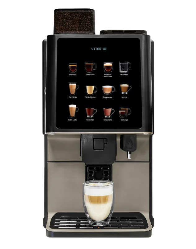 The Vitro X1 commercial coffee machine is available to buy or rent from Coinadrink with an optional maintenance plan.