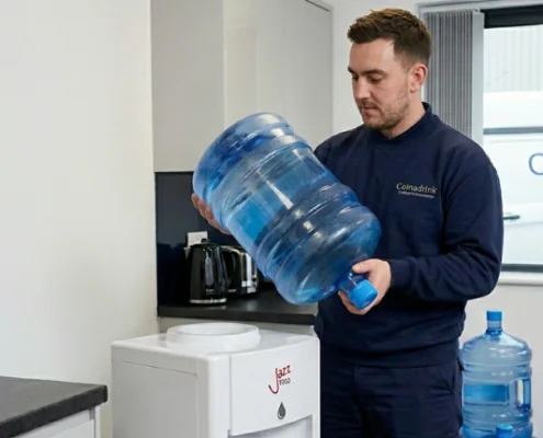 The regular delivery of water bottles in a Coinadrink managed water service is poised to keep your staff hydrated, always
