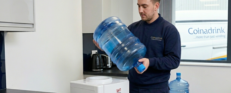 The regular delivery of water bottles in a Coinadrink managed water service is poised to keep your staff hydrated, always