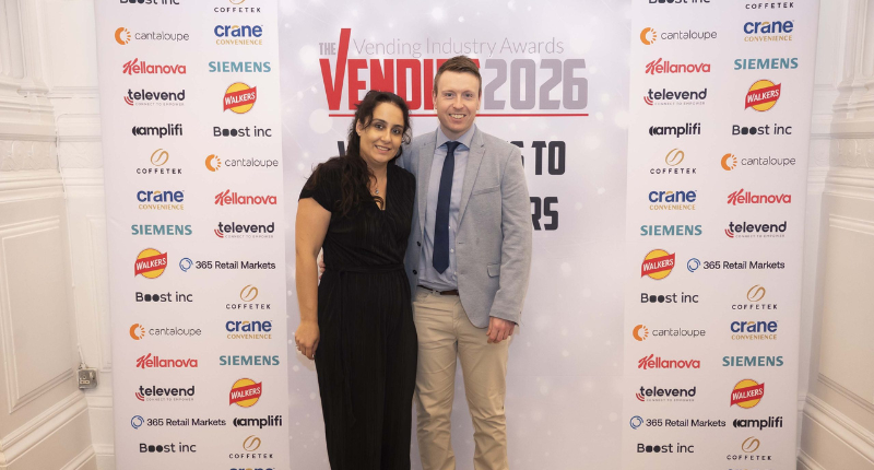 Tom and Dani representing Coinadrink Limited at the Vendies Awards 2026