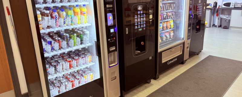 Vending machines can be the perfect, low-cost solution to keeping a large staff refreshed and productive