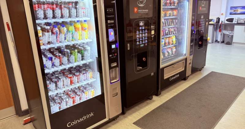 Vending machines can be the perfect, low-cost solution to keeping a large staff refreshed and productive