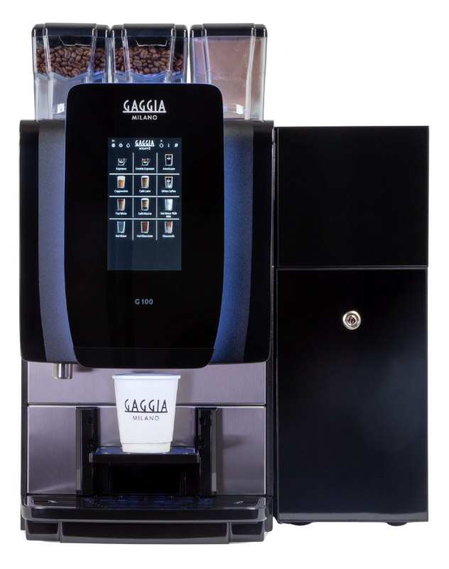 The Gaggia G100 Fresh Milk tabletop coffee machine is available to buy or rent from Coinadrink Limited